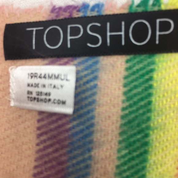 Topshop Rainbow Plaid Soft Fringe Knit Scarf - Picture 8 of 8